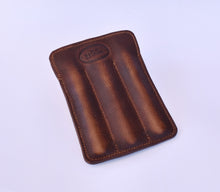 Load image into Gallery viewer, Triple Pen Sleeve in Adventure Brown leather, Brown Pigskin and Brown Stitching