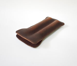 Double Cigar Case in Adventure Brown Leather, Brown Pigskin and Brown Stitching
